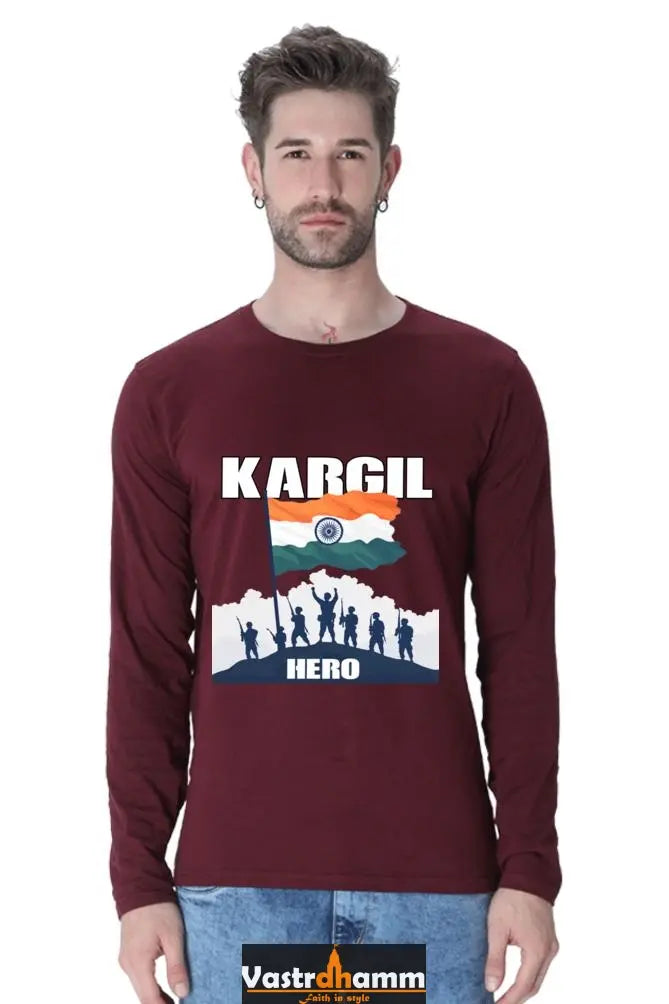 Kargil Hero: Braveheart Tribute Round Neck Full Sleeve T-Shirts Vastrdhamm