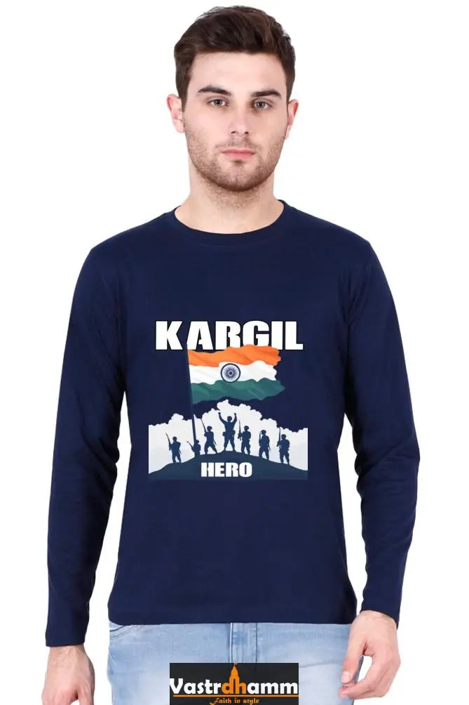 Kargil Hero: Braveheart Tribute Round Neck Full Sleeve T-Shirts Vastrdhamm