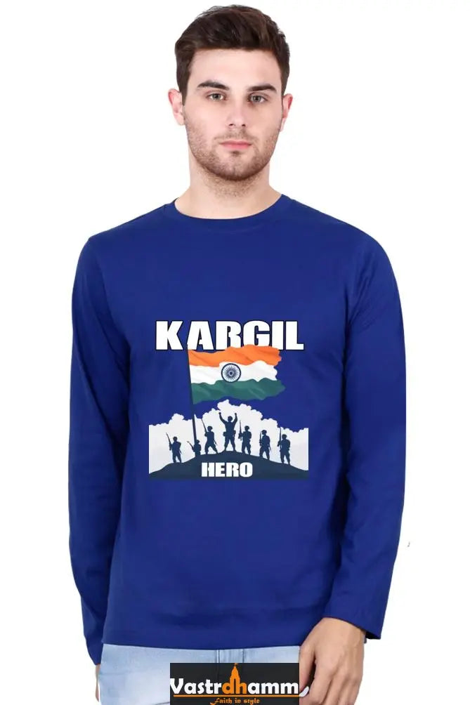 Kargil Hero: Braveheart Tribute Round Neck Full Sleeve T-Shirts Vastrdhamm