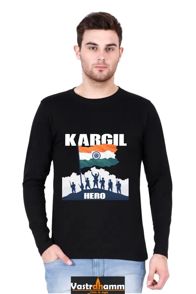 Kargil Hero: Braveheart Tribute Round Neck Full Sleeve T-Shirts Vastrdhamm