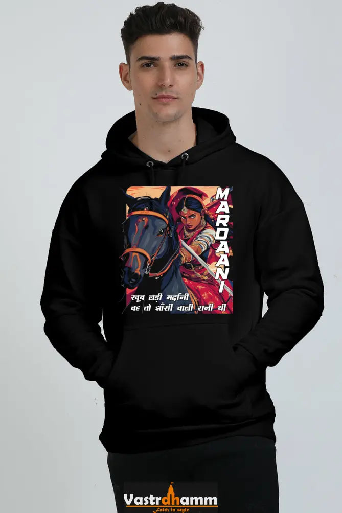 Lakshmi Bai Courage Unleashed Oversized Hooded Sweatshirt T-Shirts for Men Vastrdhamm