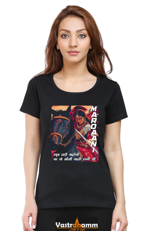 Lakshmi Bai Courage Unleashed Round Neck Half Sleeve Classic T-Shirts for Women Vastrdhamm