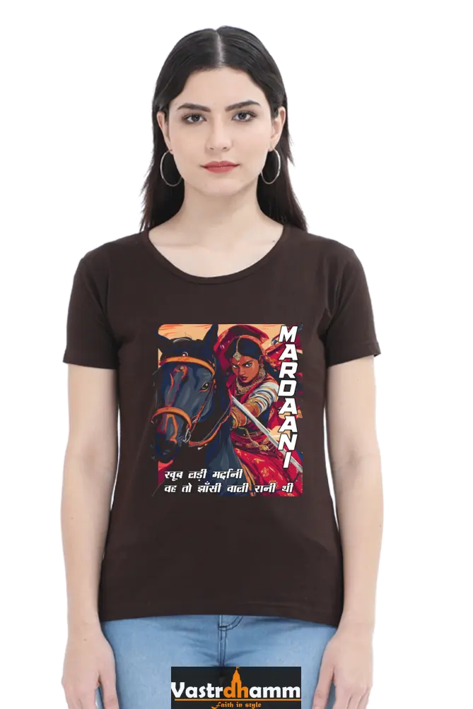 Lakshmi Bai Courage Unleashed Round Neck Half Sleeve Classic T-Shirts for Women Vastrdhamm