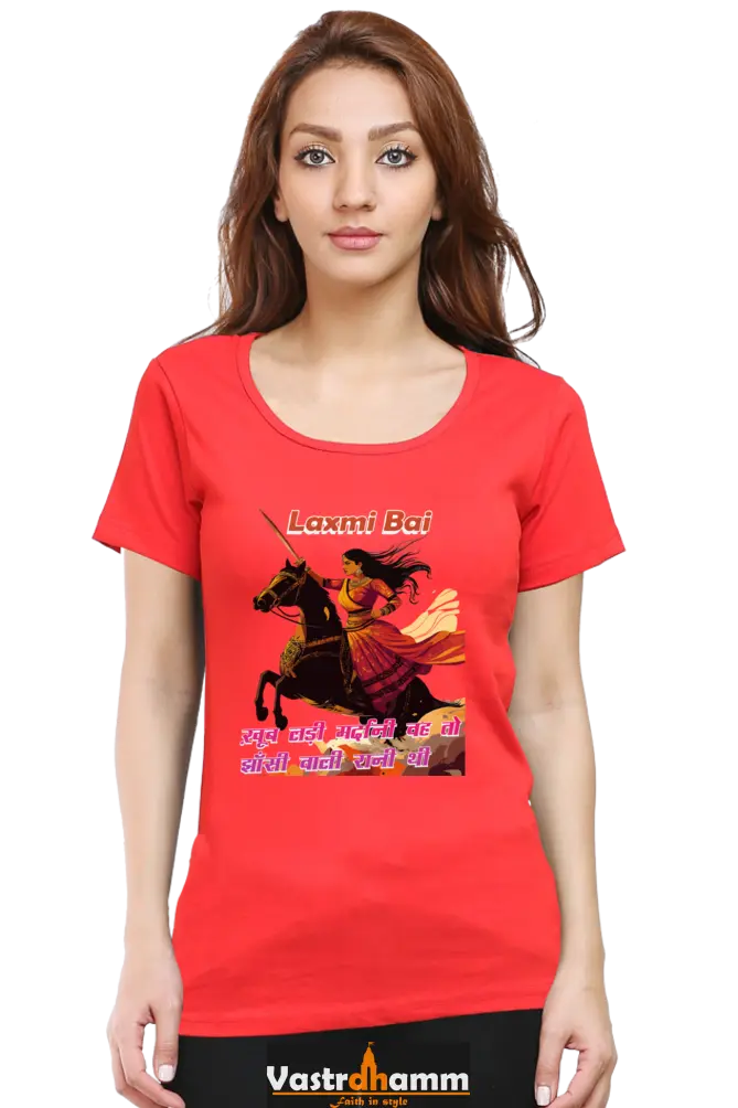 Lakshmi Bai Fierce Defender Round Neck Half Sleeve Classic T-Shirts for Women Vastrdhamm