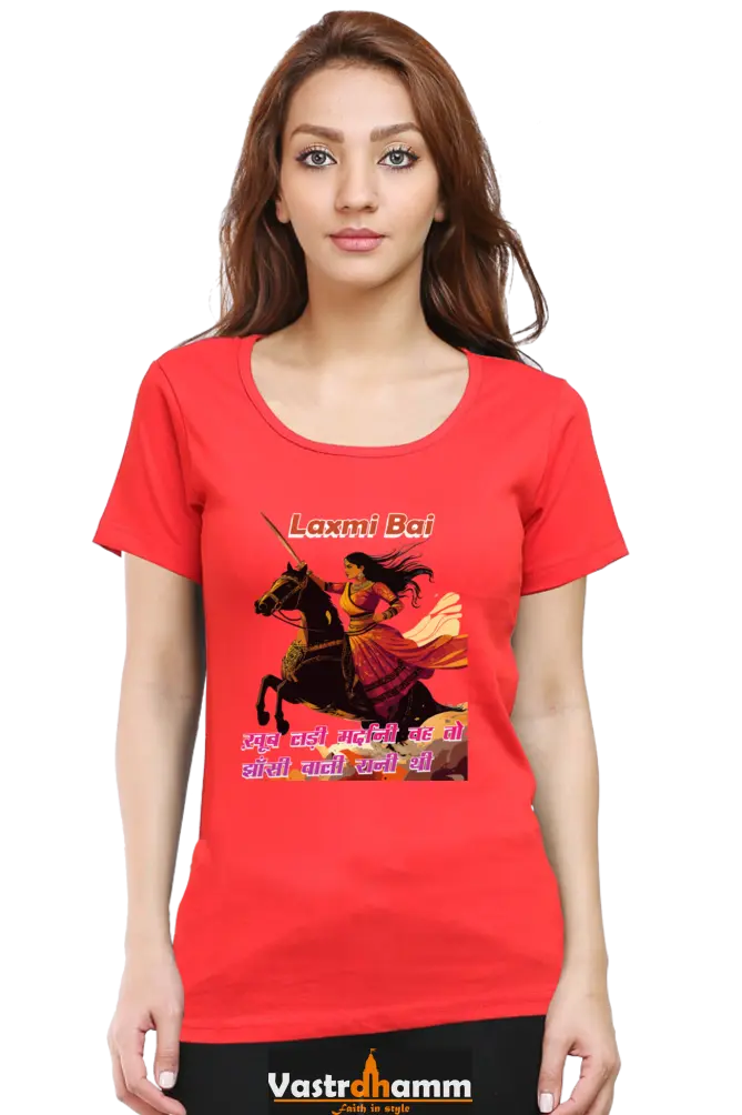 Lakshmi Bai Fierce Defender Round Neck Half Sleeve Classic T-Shirts for Women Vastrdhamm