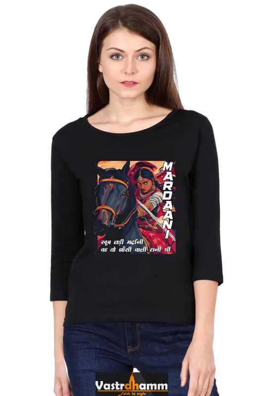 Lakshmi Bai Regal StrengthRound Neck Full Sleeve T-Shirts for Women Vastrdhamm