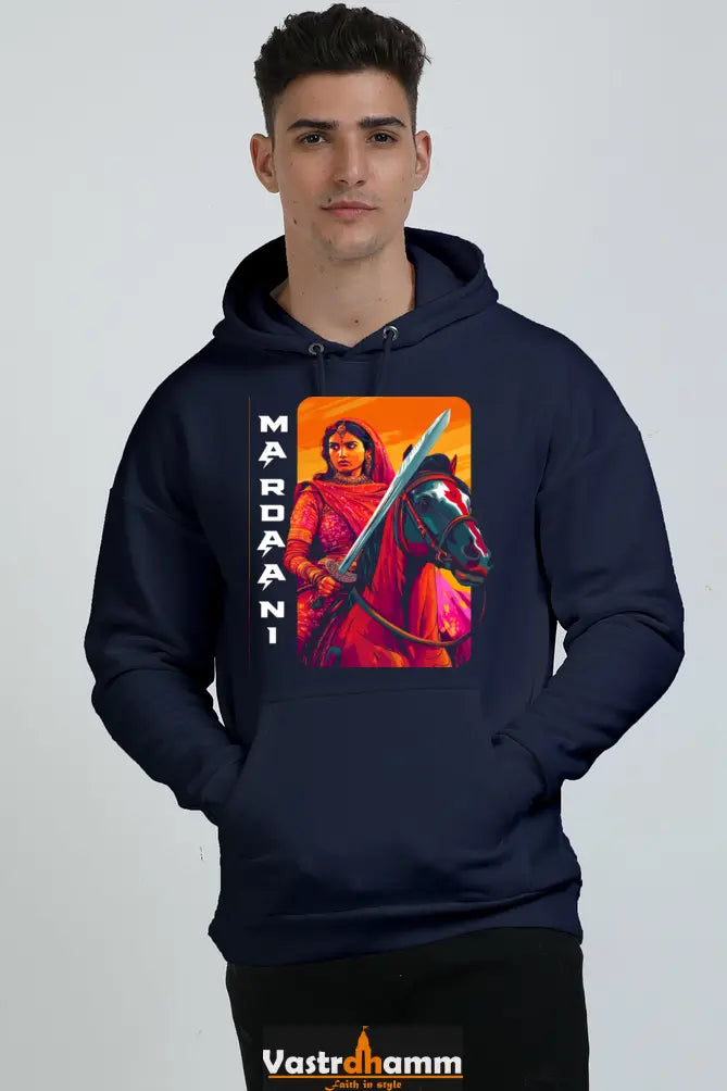 Lakshmi Bai Warrior Spirit Oversized Hooded Sweatshirt T-Shirts for Men Vastrdhamm