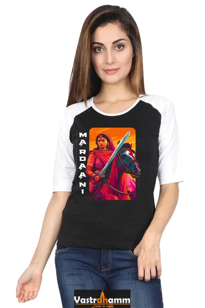 Lakshmi Bai Warrior Spirit Raglan Full Sleeve T-Shirts for Women Vastrdhamm
