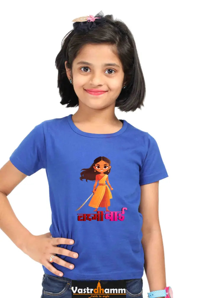 Lakshmi Bai Warrior Spirit Round Neck Half Sleeve Classic T-Shirts for Girl Vastrdhamm