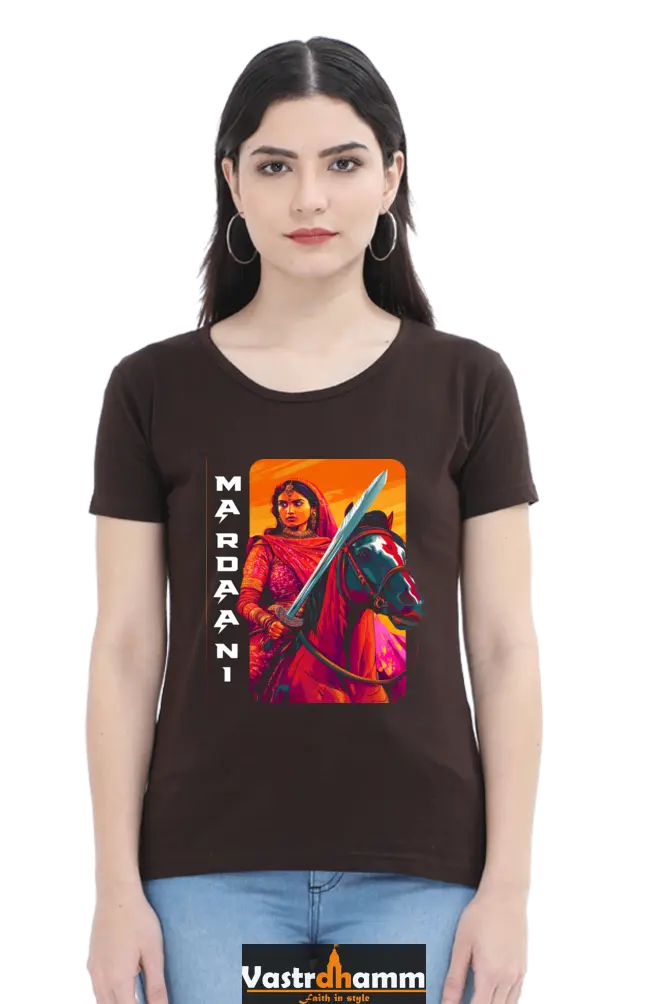 Lakshmi Bai Warrior Spirit Round Neck Half Sleeve Classic T-Shirts for Women Vastrdhamm