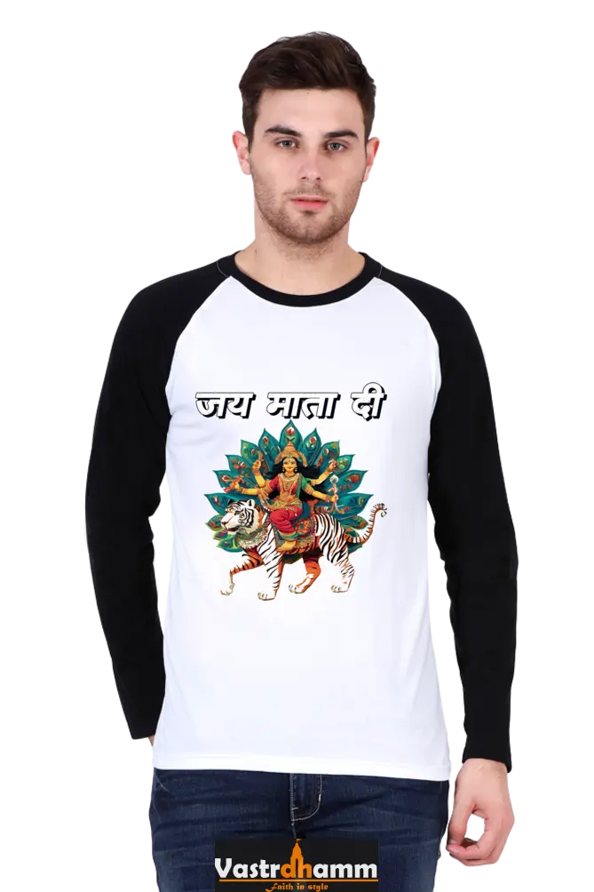 Maa Durga Glory Raglan Full Sleeve T-Shirts for Men Vastrdhamm