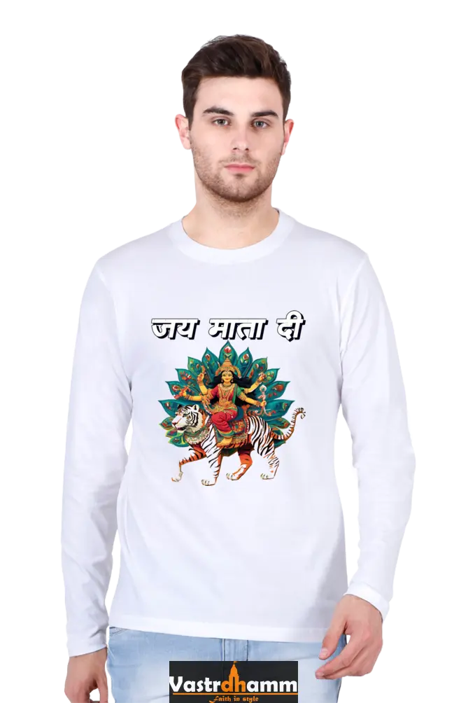 Maa Durga Glory Round Neck Full Sleeve T-Shirts for Men Vastrdhamm