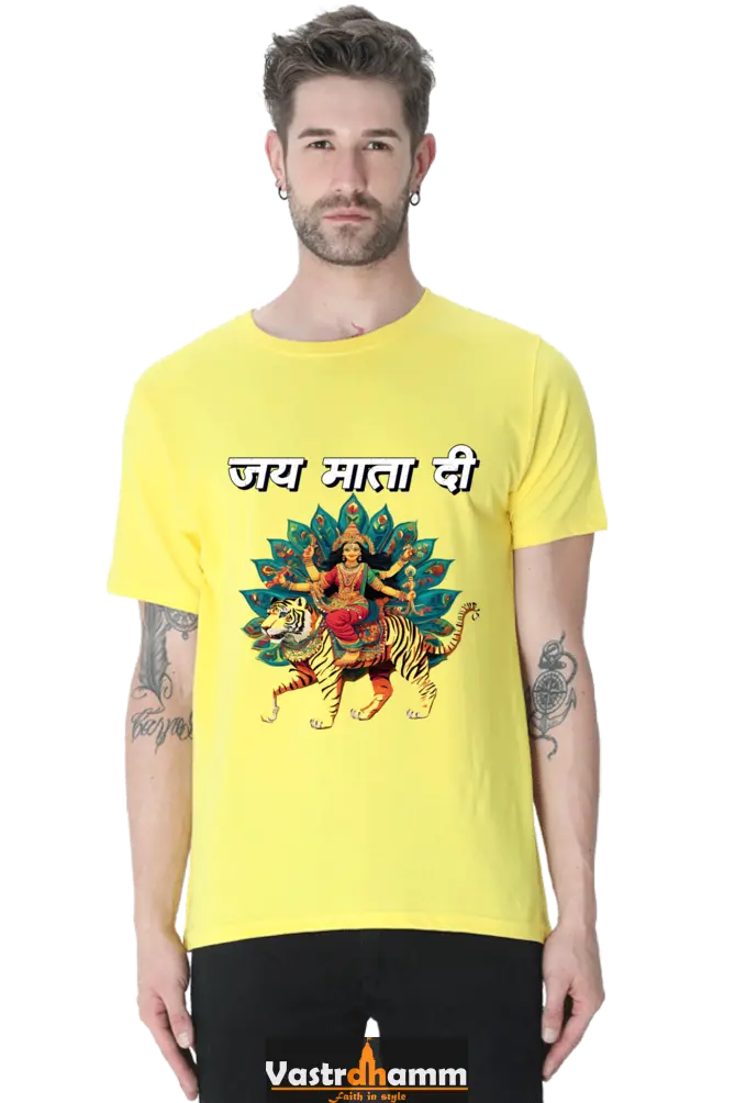 Maa Durga Glory Round Neck Half Sleeve Classic T-Shirts for Men Vastrdhamm