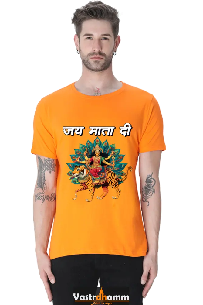 Maa Durga Glory Round Neck Half Sleeve Classic T-Shirts for Men Vastrdhamm