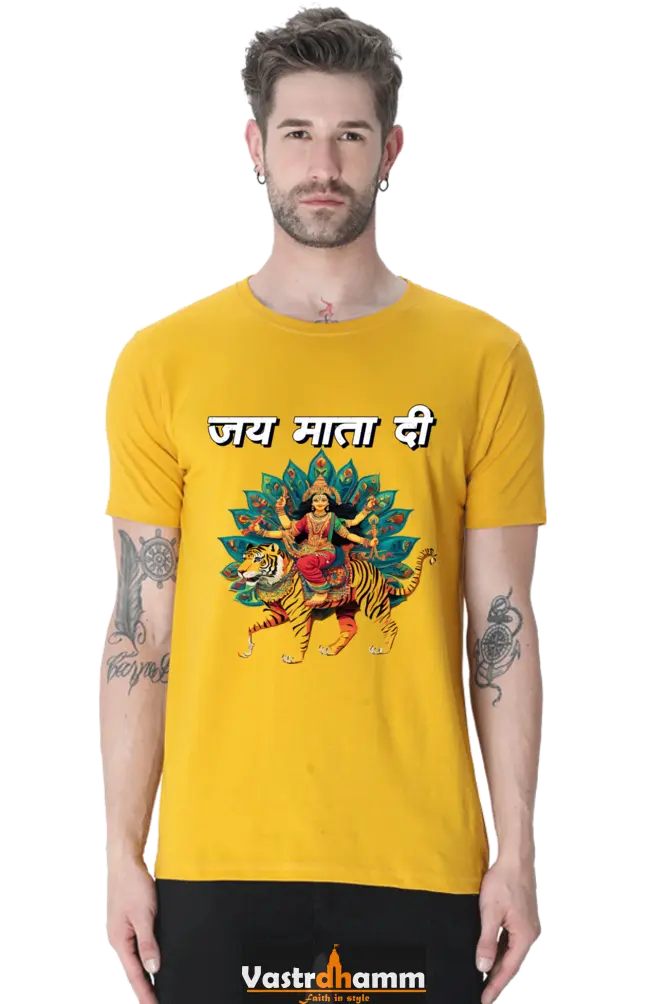 Maa Durga Glory Round Neck Half Sleeve Classic T-Shirts for Men Vastrdhamm