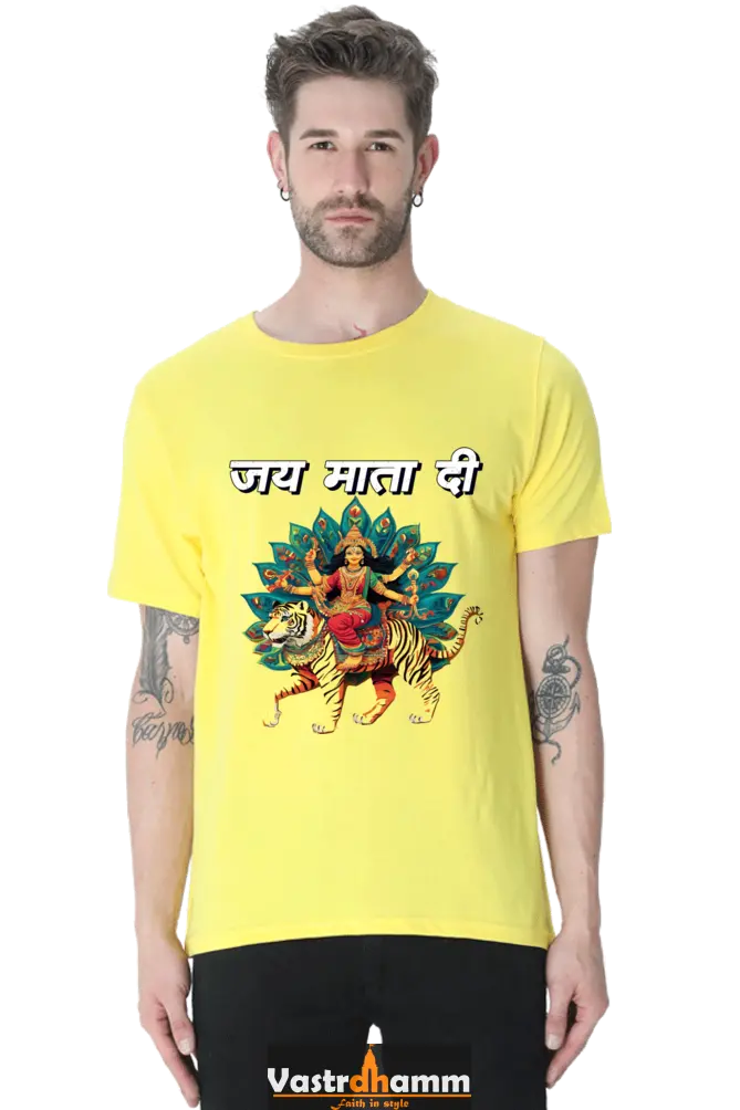 Maa Durga Glory Round Neck Half Sleeve Classic T-Shirts for Men Vastrdhamm