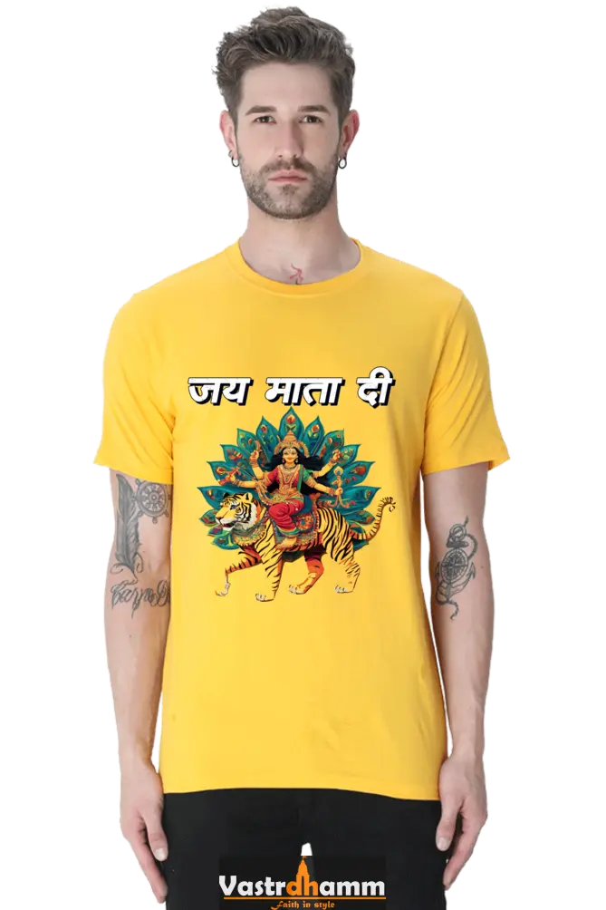 Maa Durga Glory Round Neck Half Sleeve Classic T-Shirts for Men Vastrdhamm