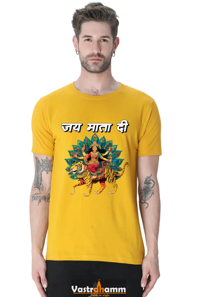 Maa Durga Glory Round Neck Half Sleeve Classic T-Shirts for Men Vastrdhamm