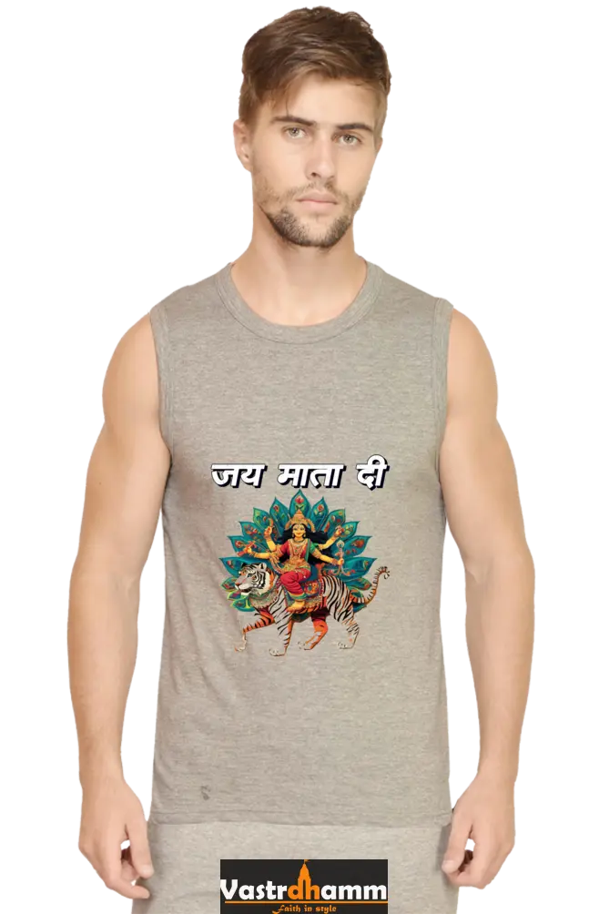 Maa Durga Glory Round Neck Sleeveless T-Shirts for Men Vastrdhamm