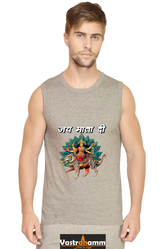 Maa Durga Glory Round Neck Sleeveless T-Shirts for Men Vastrdhamm