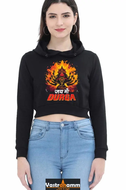 Maa Durga GloryCrop Hoodies for Women Vastrdhamm