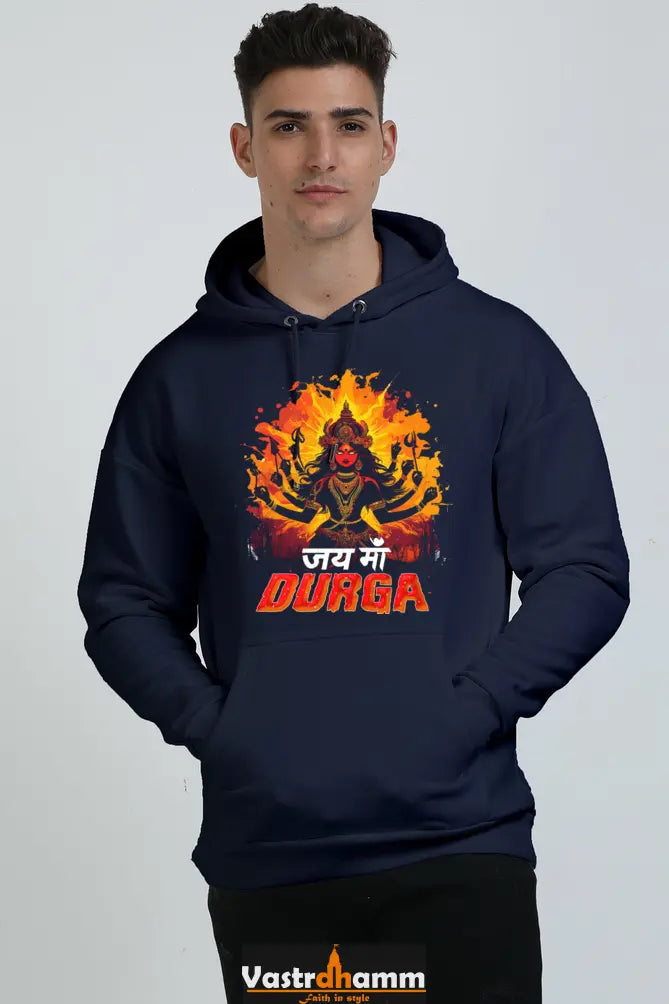 Maa Durga Protector Oversized Hooded Sweatshirt T-Shirts for Men Vastrdhamm