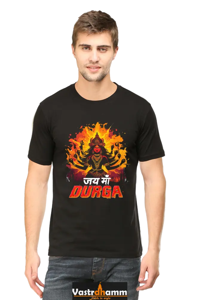 Maa Durga Protector Round Neck Half Sleeve Classic T-Shirts for Men Vastrdhamm