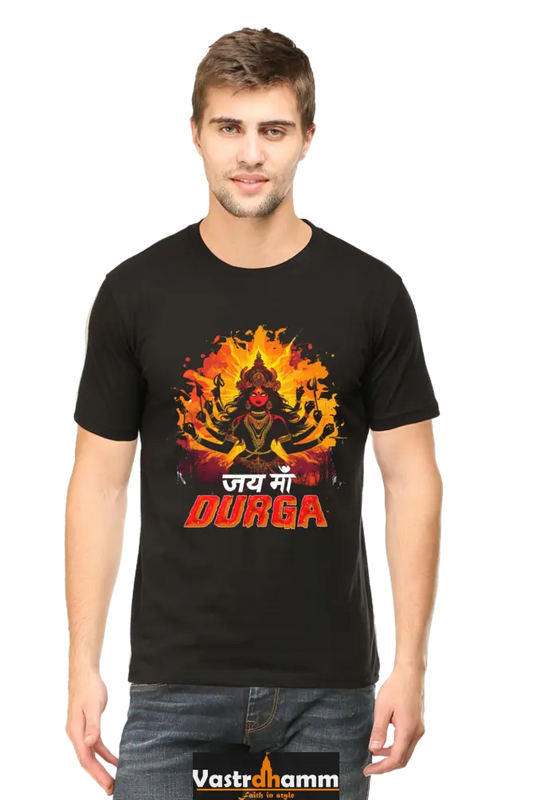 Maa Durga Protector Round Neck Half Sleeve Classic T-Shirts for Men Vastrdhamm