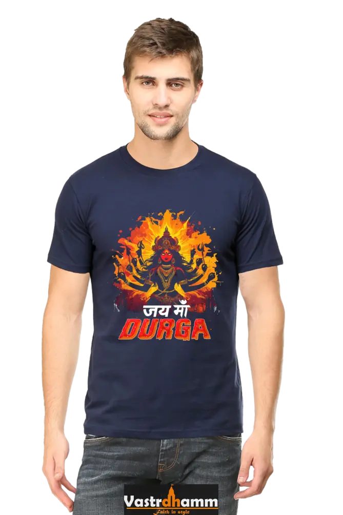 Maa Durga Protector Round Neck Half Sleeve Classic T-Shirts for Men Vastrdhamm