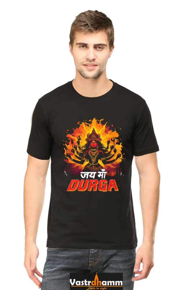 Maa Durga Protector Round Neck Half Sleeve Classic T-Shirts for Men Vastrdhamm