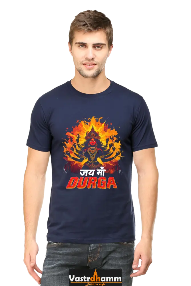 Maa Durga Protector Round Neck Half Sleeve Classic T-Shirts for Men Vastrdhamm