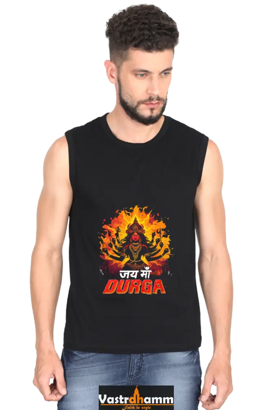 Maa Durga Protector Round Neck Sleeveless T-Shirts for Men Vastrdhamm