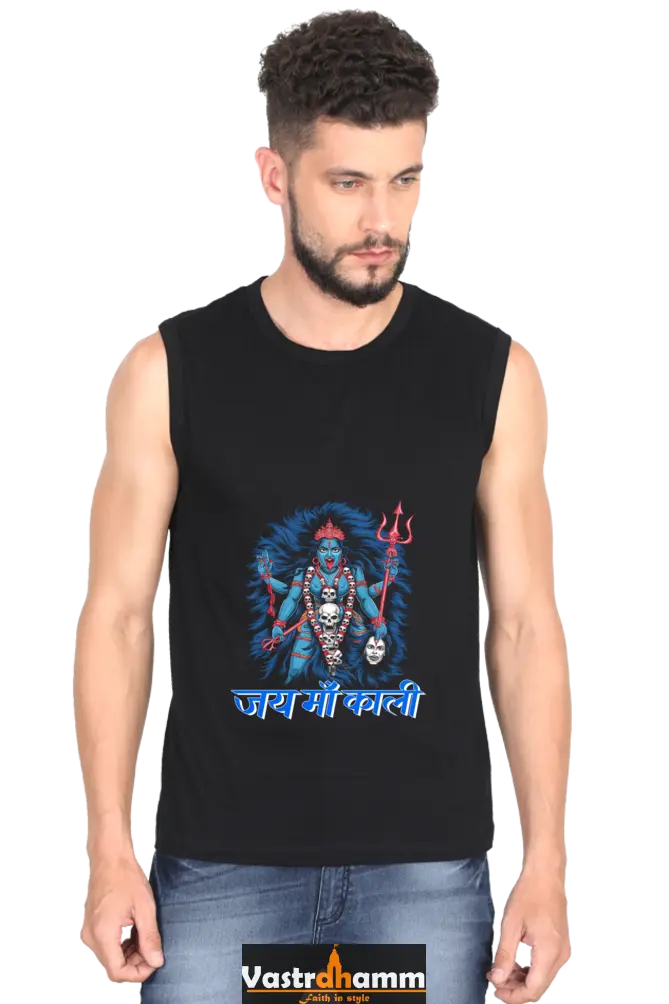 Maa Durga Spirit Round Neck Sleeveless T-Shirts for Men Vastrdhamm