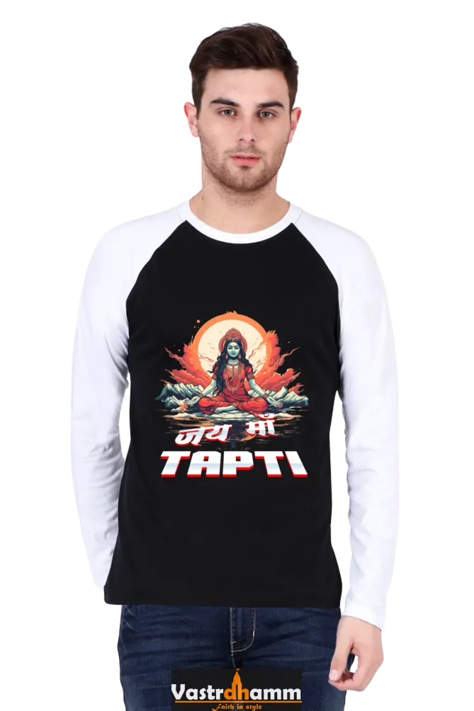 Maa Durga Strength Raglan Full Sleeve T-Shirts for Men Vastrdhamm