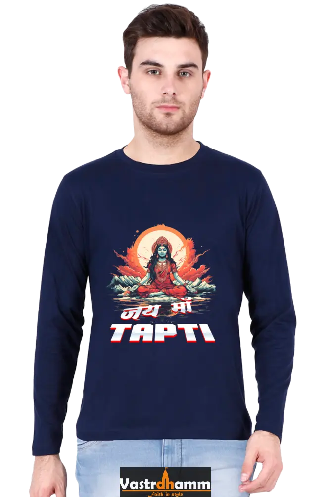 Maa Durga Strength Round Neck Full Sleeve T-Shirts for Men Vastrdhamm