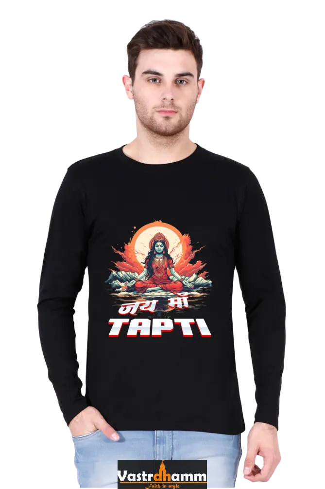 Maa Durga Strength Round Neck Full Sleeve T-Shirts for Men Vastrdhamm