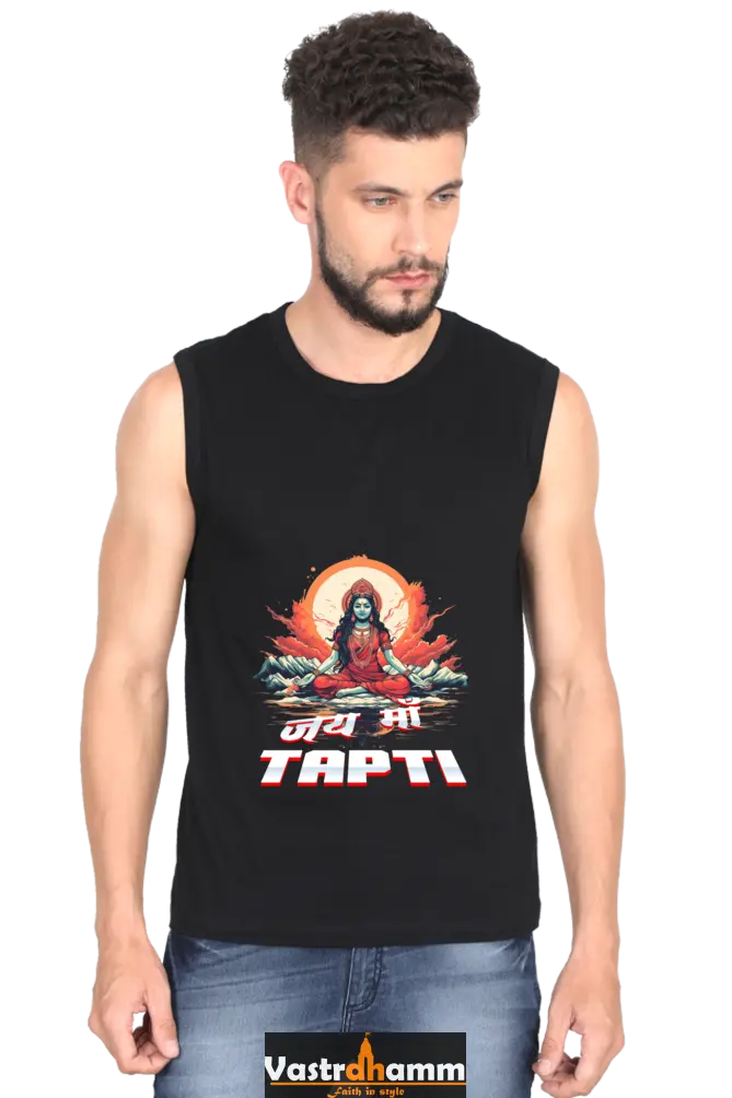 Maa Durga Strength Round Neck Sleeveless T-Shirts for Men Vastrdhamm