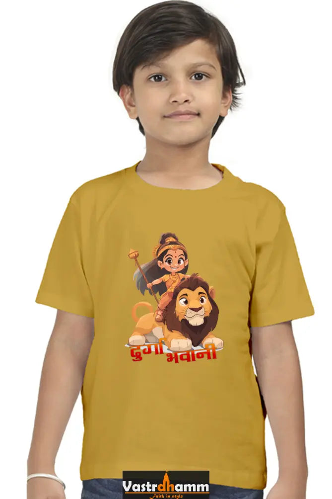 Maa Durga Warrior Round Neck Half Sleeve Classic T-Shirts for Boy Vastrdhamm