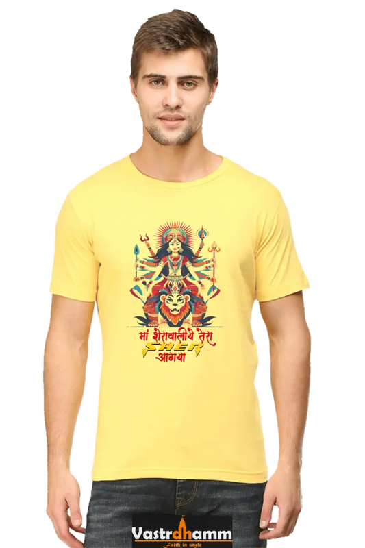 Maa Durga Warrior Round Neck Half Sleeve Classic T-Shirts for Men Vastrdhamm