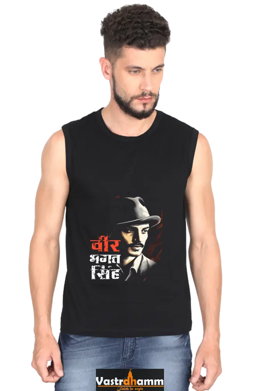 National Hero Round Neck Sleeveless T-Shirts for Men Vastrdhamm