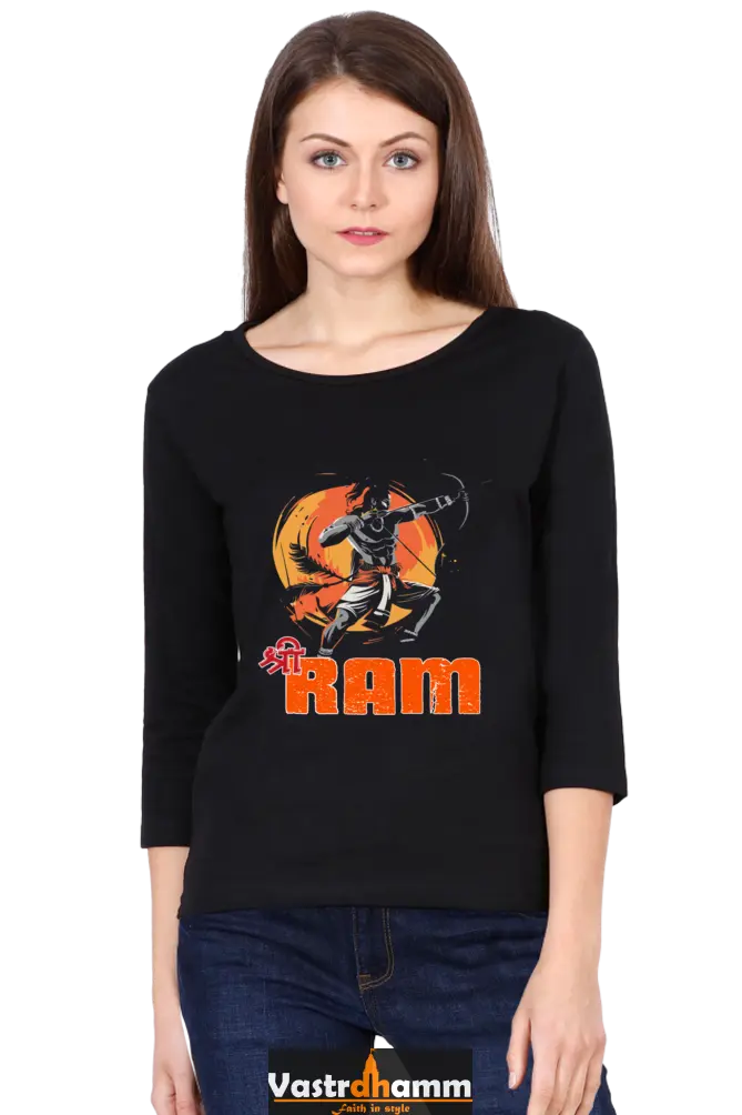 Ram Ji Ayodhya Pride Round Neck Full Sleeve T-Shirts for Women Vastrdhamm