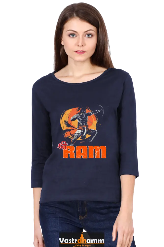 Ram Ji Ayodhya Pride Round Neck Full Sleeve T-Shirts for Women Vastrdhamm