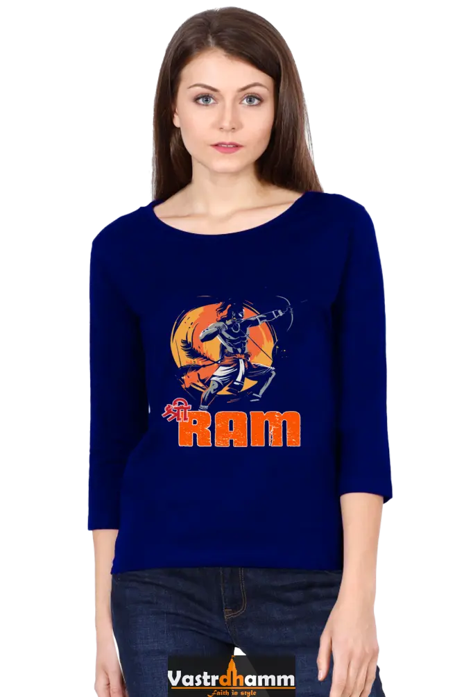 Ram Ji Ayodhya Pride Round Neck Full Sleeve T-Shirts for Women Vastrdhamm