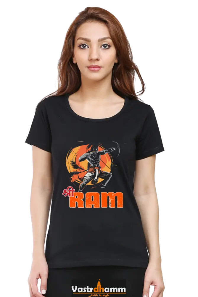 Ram Ji Ayodhya Pride Round Neck Half Sleeve Classic T-Shirts for Women Vastrdhamm