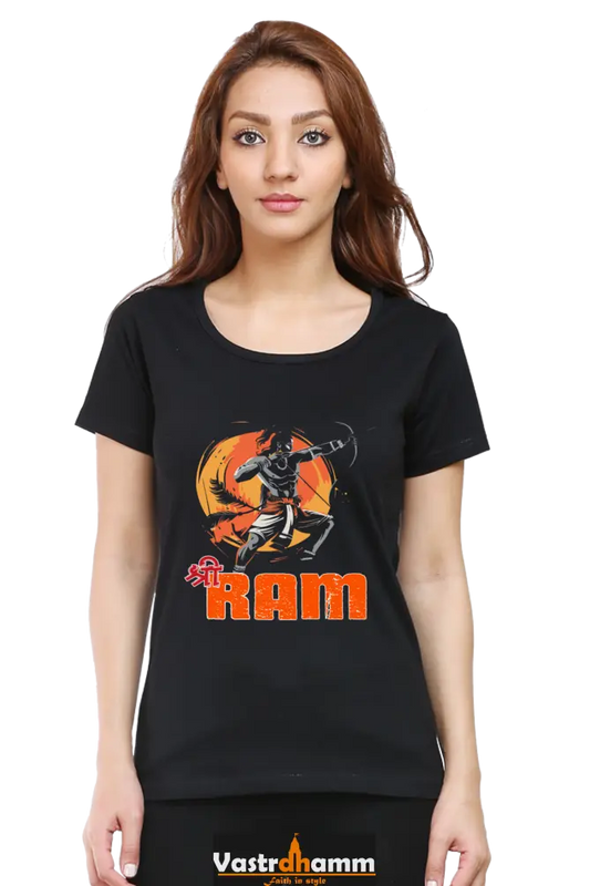 Ram Ji Ayodhya Pride Round Neck Half Sleeve Classic T-Shirts for Women Vastrdhamm