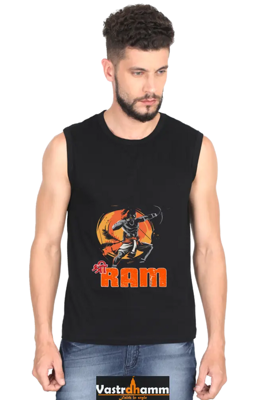 Ram Ji Ayodhya Pride Round Neck Sleeveless T-Shirts  for Men Vastrdhamm