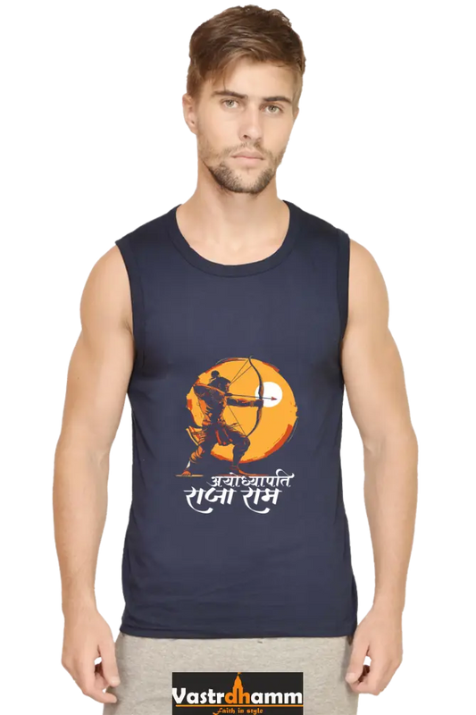 Ram Ji Bhakti Round Neck Sleeveless T-Shirts  for Men Vastrdhamm
