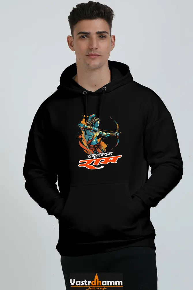 Ram Ji Cosmic Bow Oversized Hooded Sweatshirt T-Shirts  for Men Vastrdhamm