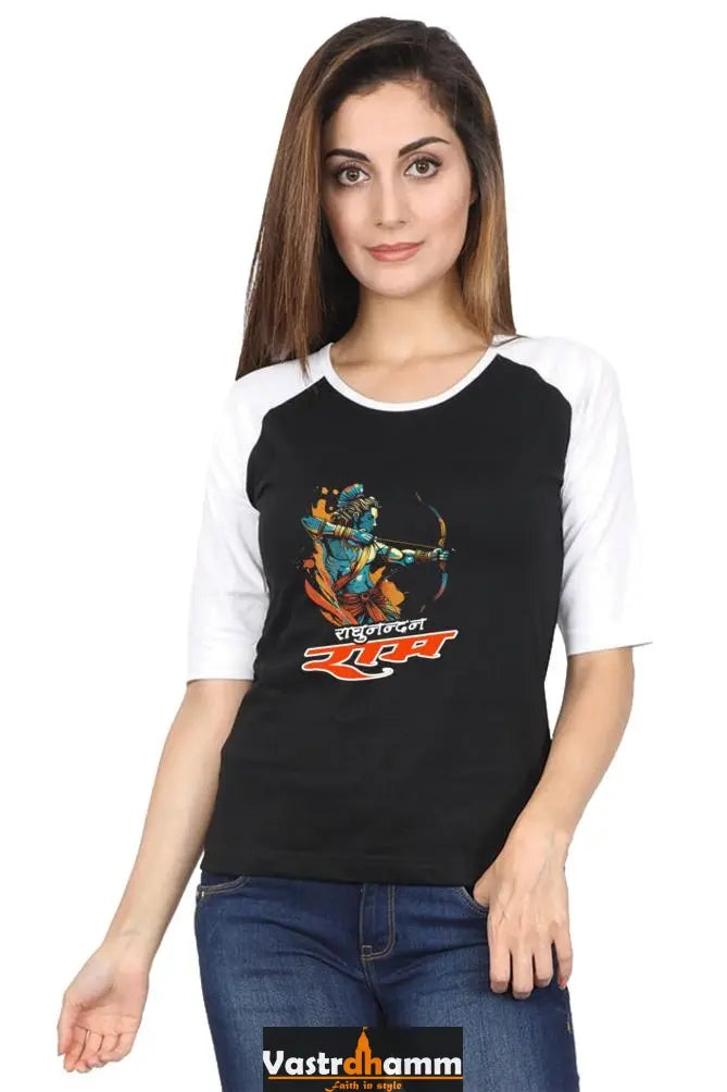 Ram Ji Cosmic Bow Raglan Full Sleeve T-Shirts for Women Vastrdhamm