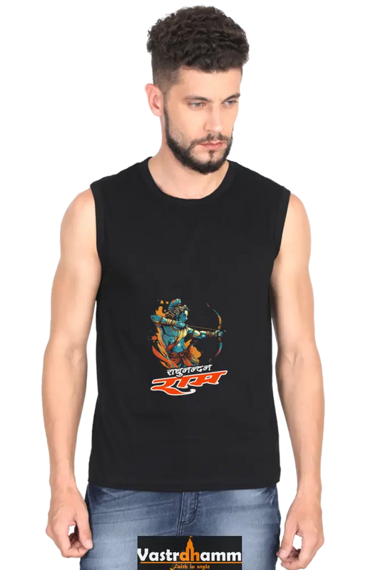 Ram Ji Cosmic Bow Round Neck Sleeveless T-Shirts  for Men Vastrdhamm